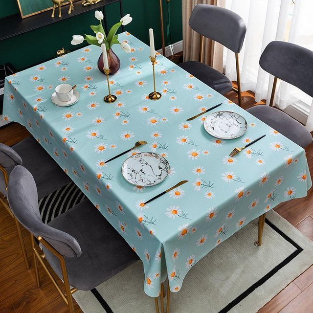 Lucky Black Cat Tischdecke aus PVC mit floralem Muster, wasserabweisend und pflegeleicht, Grün, B/T: 140 x 140 cm - Bild 1