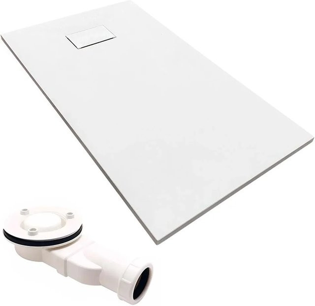 Bad Land Duschwanne VIDAR Rechteck aus Verbundwerkstoff in Steinoptik, Farbe: Weiß, B/T/H: 140 x 90 x 3,2 cm - Bild 1