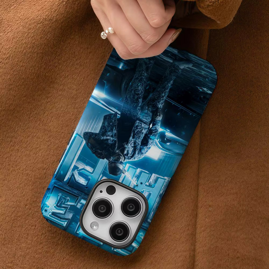 R-RVFV MAFFIA22 Handyhülle für iPhone 17 16 15 14 13 12 Pro Max Plus mit glänzender HD-Doppelschicht-Flüssighartschale in Weiß und Blau - Bild 4