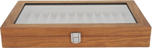 Binchi Outdoor Product Stifte-Sammlungskiste aus Nussbaumholz mit transparentem Display für 12 Füllfederhalter, Farbe: Braun - Bild 1