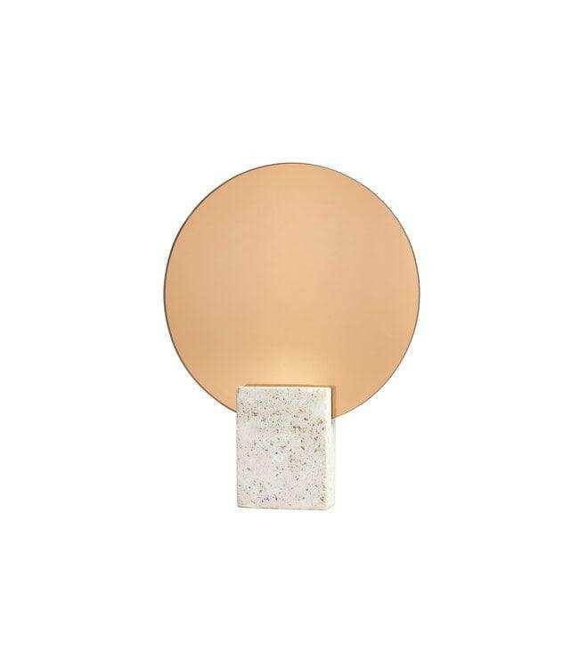 Wellmark Naturstein Spiegel aus Travertin in Beige, Durchmesser: 23 cm - Bild 1