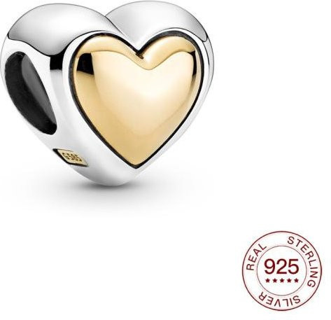 Charm-Anhänger 925 Silber, Bicolor, zweifarbige Trauringe, Damen - Bild 1
