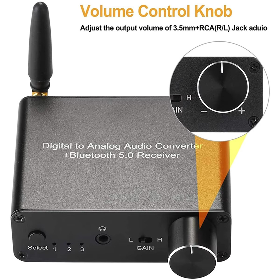 A91P 192k DAC Konverter mit Kopfhörerverstärker und 3,5 mm Audio-Adapter in Schwarz - Bild 4