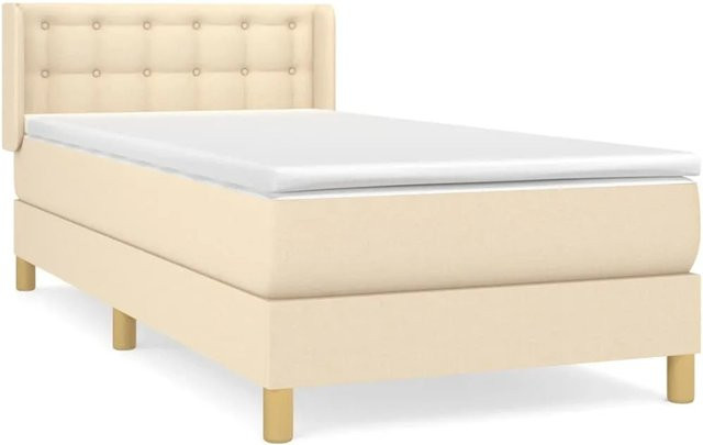 vidaXL Boxspringbett mit Matratze in Beige, Hybrid-Design mit Taschenfederkern, B/T/H: 90 x 190 x 193 cm - Bild 1