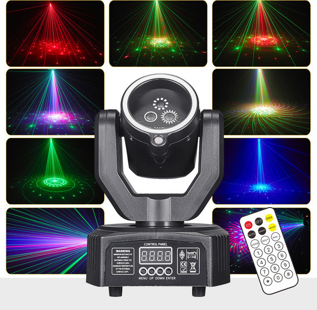 Ybeiyuan Super Mini 3-in-1 Bühnenlicht mit Fernbedienung, 20 W LED-Disco-Laser-Effekt für DJ, KTV und Party, Schwarz - Bild 1