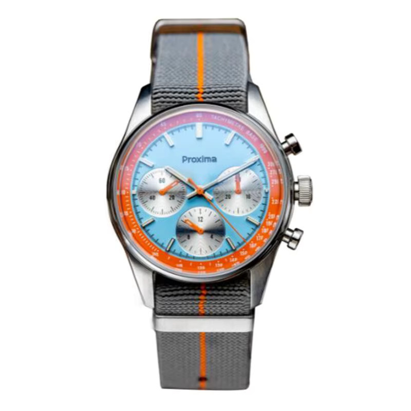 Proxima Chronograph, Herren, Edelstahl, Handaufzug, 39 mm, Blau - Bild 4