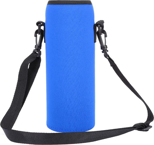 KaiSai Outdoor Neopren Isolierhülle für 1000ml Wasserflaschen mit Trageriemen, Blau - Bild 1