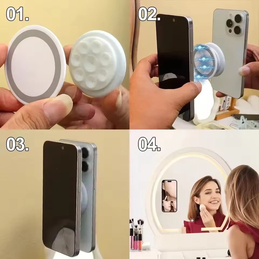 Magnetische Silikon-Handyhalterung mit Saugnapf als universeller Mini-Handyständer in Weiß - Bild 6