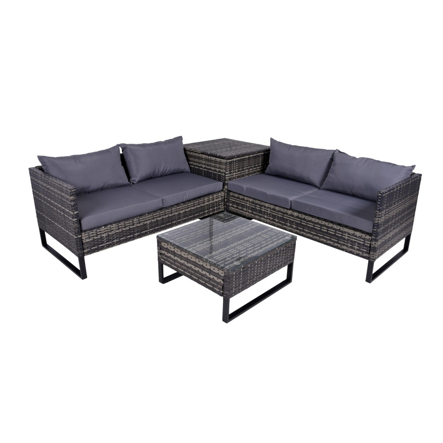 Garden Pleasure Lounge-Eckgruppe Ramira 4-teilig aus Polyrattan und Stahl in Schwarz-Grau - Bild 3