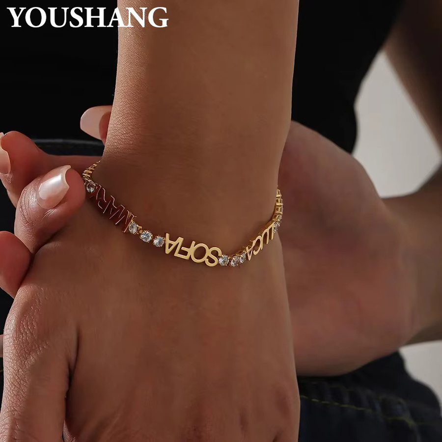 QSZB Armband Edelstahl, Zirkonia, Gold, Unisex - Bild 3