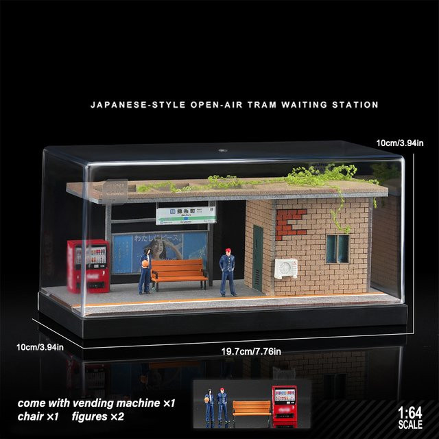 KICARMOD Open-Air Tram Waiting Station, Diecast Model Car Park Model Scene, 1:64, ab 14 Jahren - Bild 1