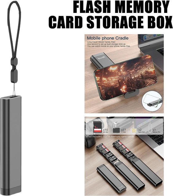 BUDI SD-SIM-Kartenetui Organizer aus Aluminiumlegierung in Grau mit 30 Slots - Bild 1