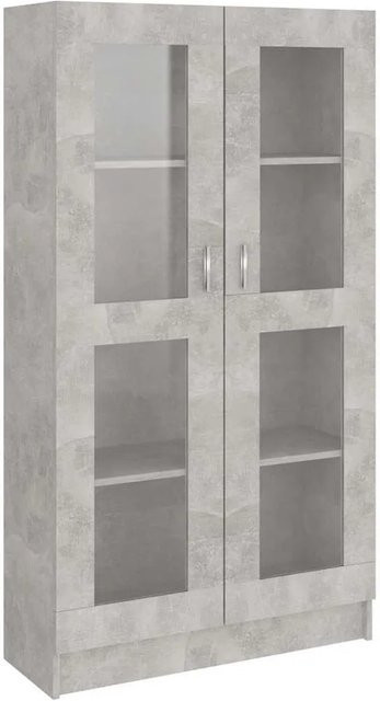 vidaXL Vitrinenschrank Betongrau mit Glastüren und Regalböden aus Holzwerkstoff, B/T/H: 82,5 x 30,5 x 150 cm - Bild 1