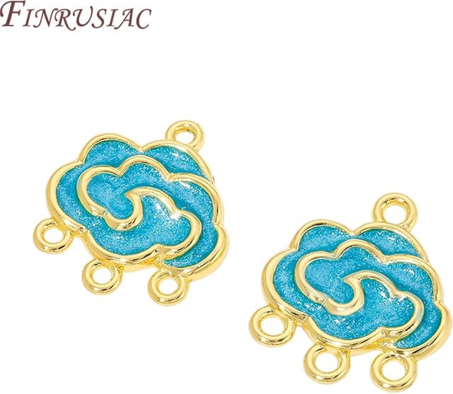 FINRUSIAC Anhänger 18K vergoldet, Emaille, Wolken, Unisex - Bild 1