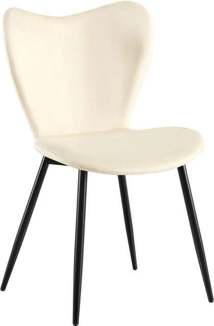 CLP Esszimmerstuhl Maika Polsterstuhl mit Samtbezug und Metallgestell in Beige oder Schwarz - Bild 1