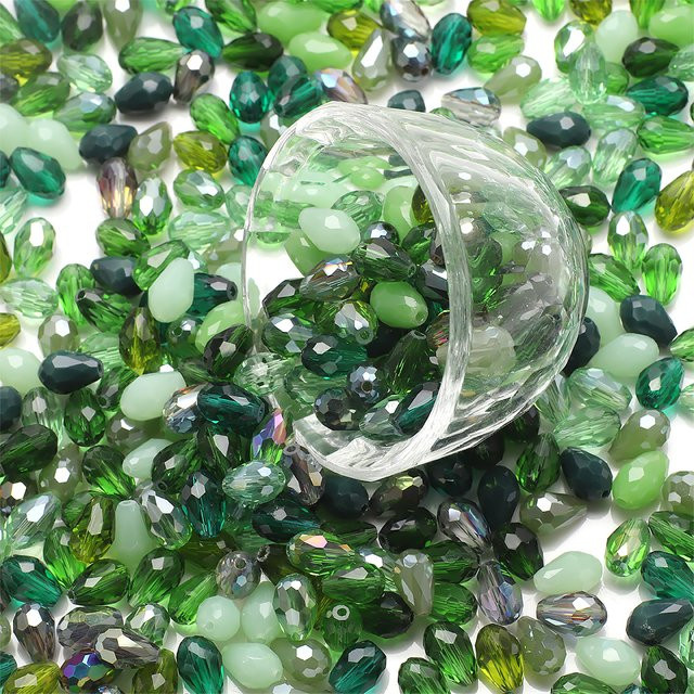 YUANZHIRUN Anhänger, grüner Kristall, Tropfenform, 8x12mm - Bild 1