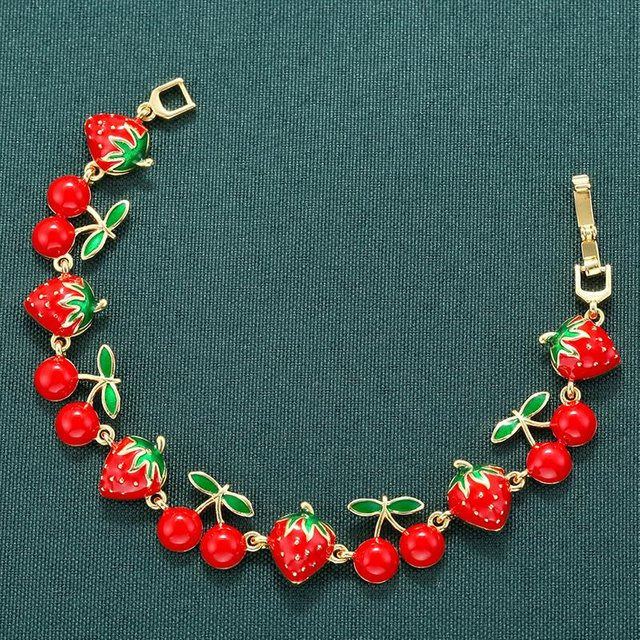 YULIN Armband, Kupfer, Erdbeere, Kirsche, Rote Emaille, Damen - Bild 1