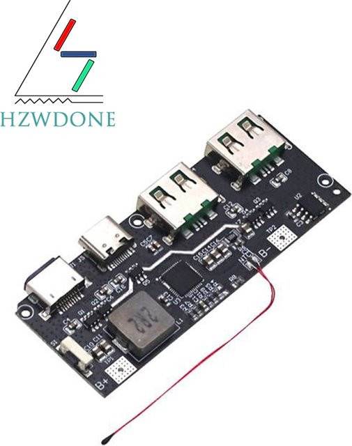 HZWDONE DIY Power Bank Modul Kit mit 22,5W Schnellladung, 5 Ports, QC4 und PD 3.0, Schwarz - Bild 1