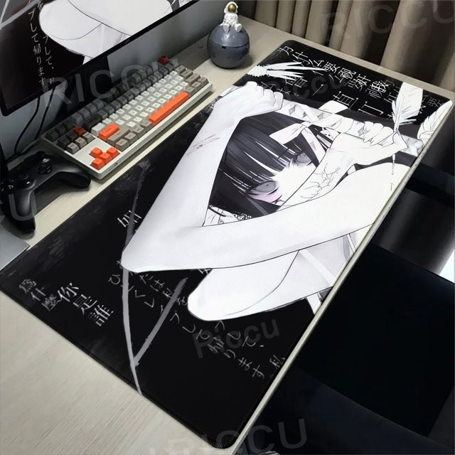Riccu Anime Mädchen Mauspad Schwarz Kreative Esport Schreibtischmatte mit Anti-Slip-Funktion - Bild 1
