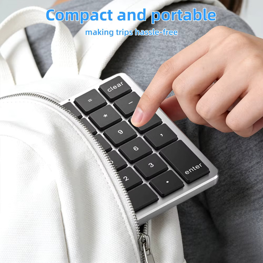 Qukam K35 Digitale Numerische Tastatur mit Dual Bluetooth und 2,4 GHz Funk, Wiederaufladbares Numpad in Schwarz für iOS, Android und Windows - Bild 5