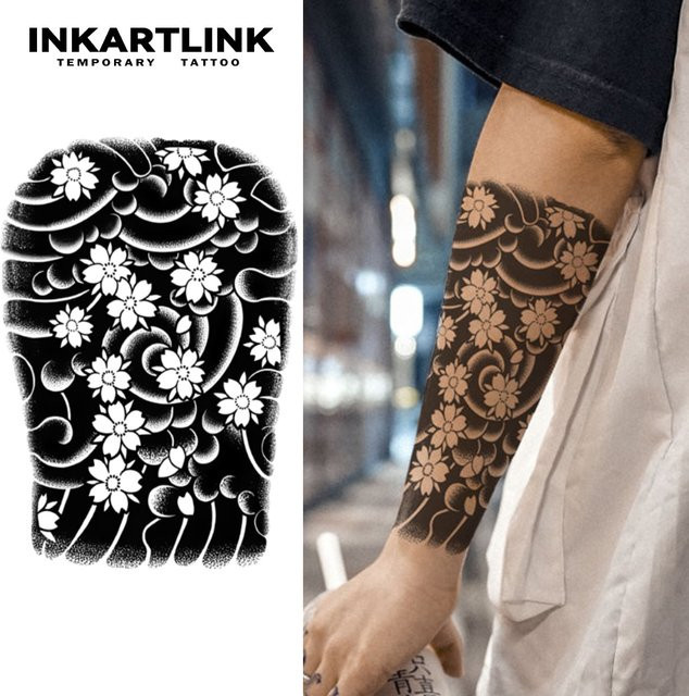 Temporärer Tattoo-Aufkleber Blumenarm, wasserfest, semi-permanent - Bild 1