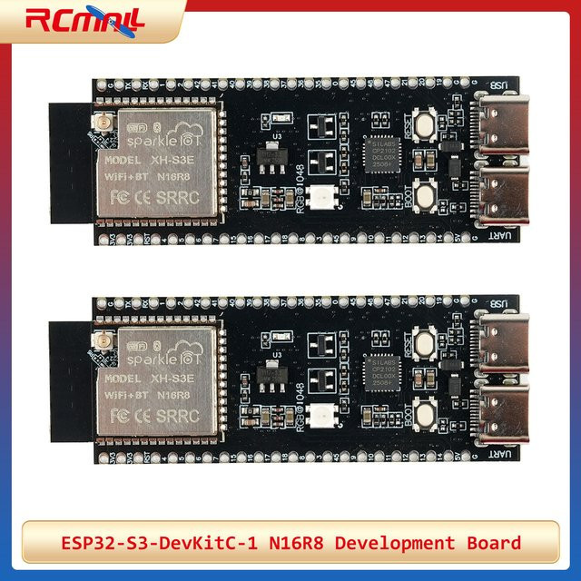2 Stück RCmall ESP32-S3-DevKitC-1 N16R8 Entwicklungsboard mit Wi-Fi und Bluetooth, 16MB Flash, Schwarz - Bild 1
