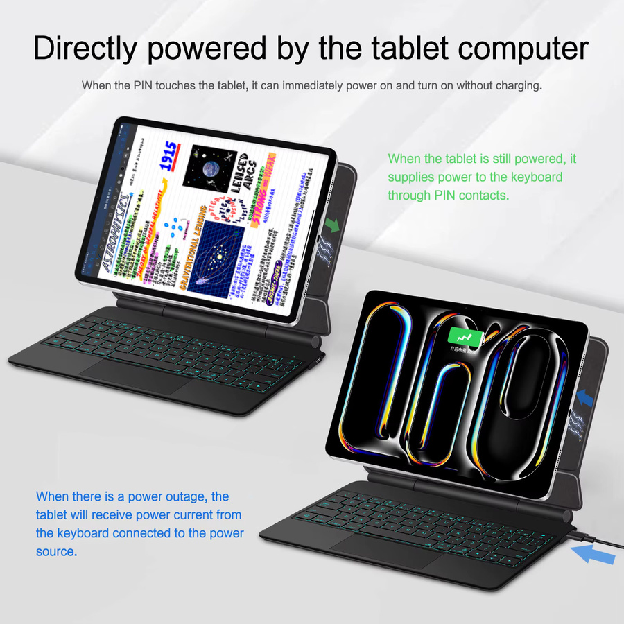 AJIUYU Smart Magic Keyboard Case für iPad Pro M5 11 und 13 Zoll 2025 sowie iPad Pro M4 11 und 13 Zoll 2024 mit Multi-Touch und Pogo Pin Reverse Charging in Schwarz - Bild 4