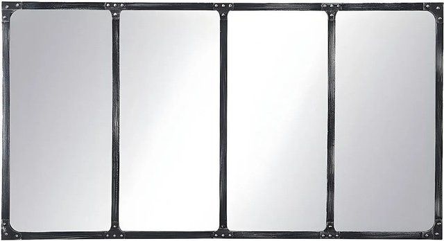 Vente-unique Wandspiegel Maastricht in Schwarz im industriellen Design aus Eisen, Breite: 140 cm - Bild 1