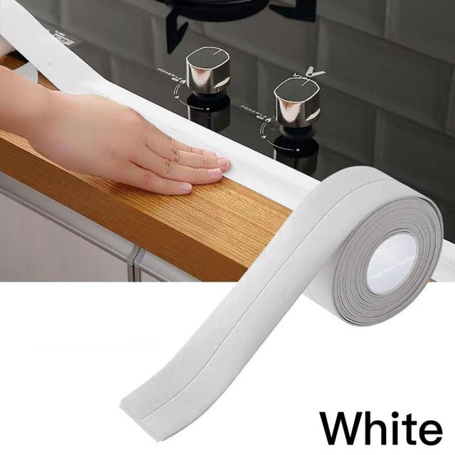 Selbstklebender Dichtungsstreifen für Duschbad und Küche, wasserdichtes Klebeband in Weiß, Breite: 3,8 cm, Länge: 3,2 m - Bild 1