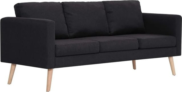 vidaXL 3-Sitzer-Sofa aus Stoff in Schwarz mit Holzrahmen, B/T/H: 168 x 70 x 73 cm - Bild 1