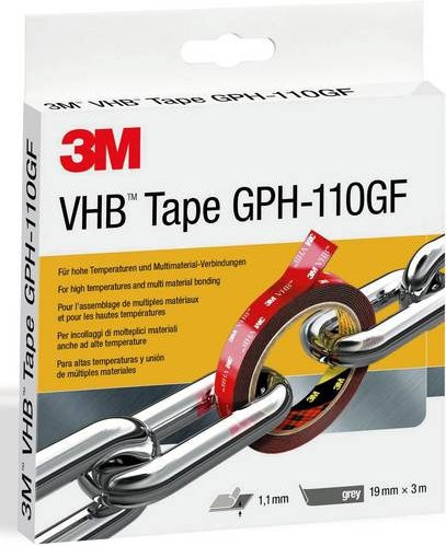 3M doppelseitiges Klebeband Grau GPH-110F19-3 Breite: 19 mm, Länge: 3 m - Bild 1