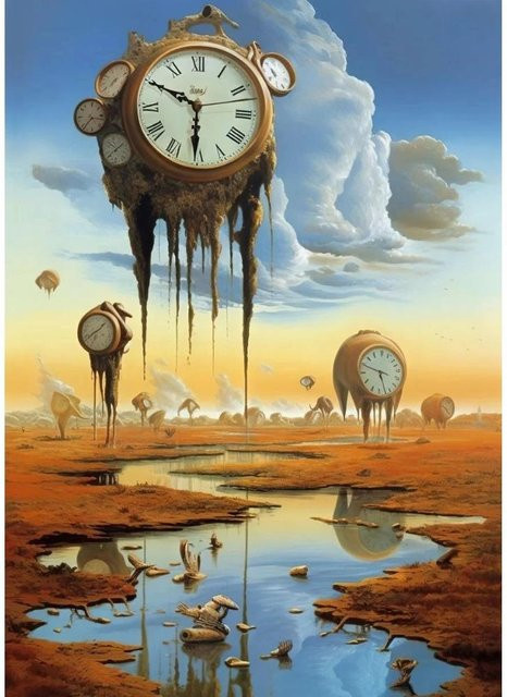 Leibert Art Decoration Painting Surrealismus Salvador Dali Temporales Paradox Wandkunst Leinwanddruck Breite: 70 cm, Höhe: 100 cm - Bild 1