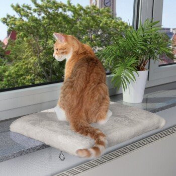 Trixie Katzenliege für Fensterbänke aus Mikrofaser in Beige mit abnehmbarem Bezug - Bild 1