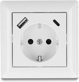 Delock 11499 Einbau-Steckdose mit USB-C und USB-A in Weiß - Bild 1