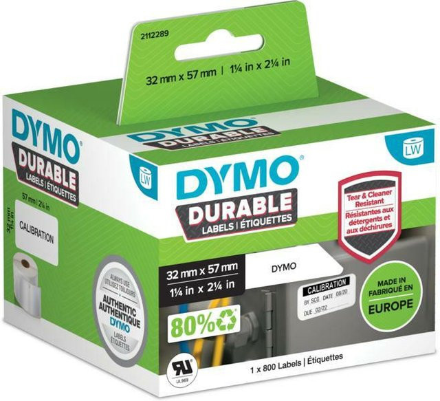 DYMO Hochleistungsetiketten Original Kunststoff weiß B: 57 mm, H: 32 mm - Bild 1