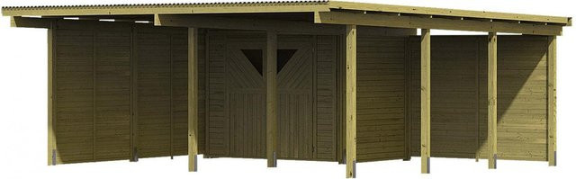 Karibu Doppelcarport Eco 2 mit Abestellraum aus Nadelholz und PVC-Dachplatten, B/T: 527 x 576 cm - Bild 3