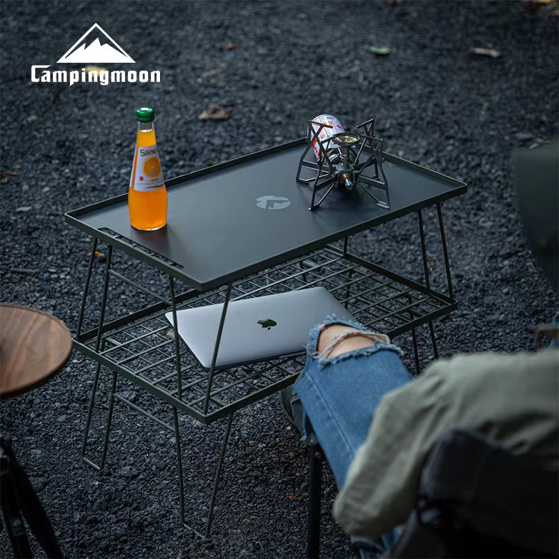 MOUNTAINHIKER Klappbarer Campingtisch aus Aluminiumlegierung in Schwarz, rechteckiger Outdoor-Tisch mit mattem Metallfinish - Bild 2