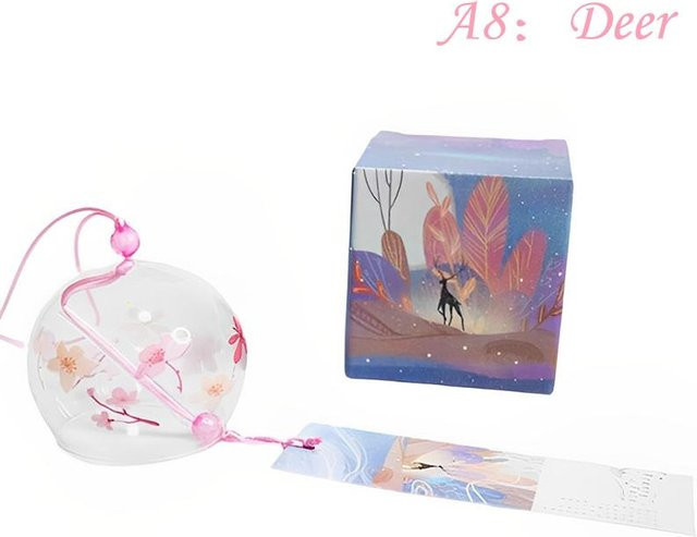 Handgefertigte japanische Glas-Furin-Windglocke von Binchi Outdoor Product mit floralem Kirschblüten-Design in Mehrfarbig - Bild 1