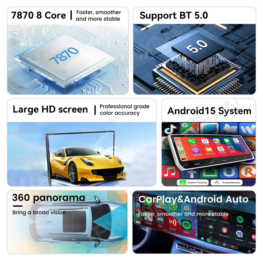 TPXINXIN Dual Screen Android 15 Multimedia Auto-Einheit mit 10,1 Zoll Display, GPS-Navigation und Carplay für Volvo C30 S40 V50 C70 (2004-2012), Schwarz - Bild 3