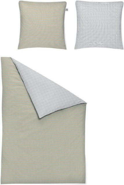 Bettwäsche ECO-K Mako-Satin aus Baumwolle mit Grafik-Design in Beige/Multicolor, B/H: 135 x 200 cm und 80 x 80 cm - Bild 1