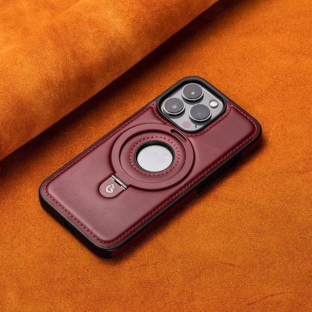Tuiying002 Luxus Leder Handyhülle mit Magnetischem Ringständer und MagSafe für iPhone 17 16 15 14 13 12 Pro Max Plus in Braun oder Rot - Bild 1