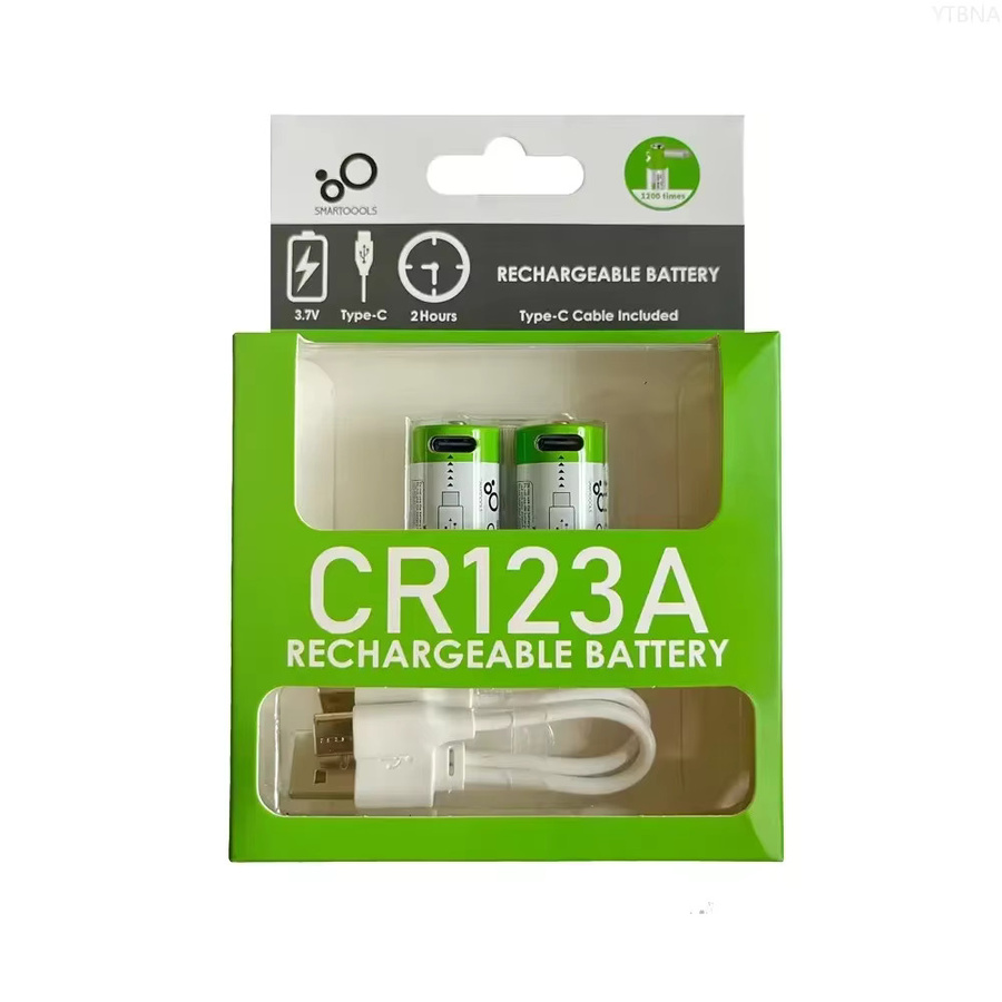 Wiederaufladbare CR123A Li-Ion Batterien 3,7 V Typ 16340 mit USB-C Ladekabel für LED-Taschenlampen und Laserstifte - Bild 2