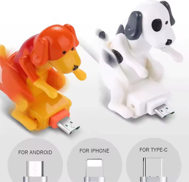 Lustiges Hunde-Schnellladekabel als USB-C Datenkabel für iPhone, iOS und Android in Weiß - Bild 1