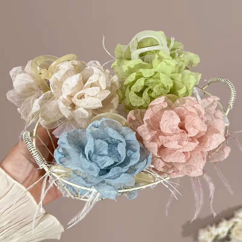 Haarschmuck Clip Chiffon Feder, Damen - Bild 3