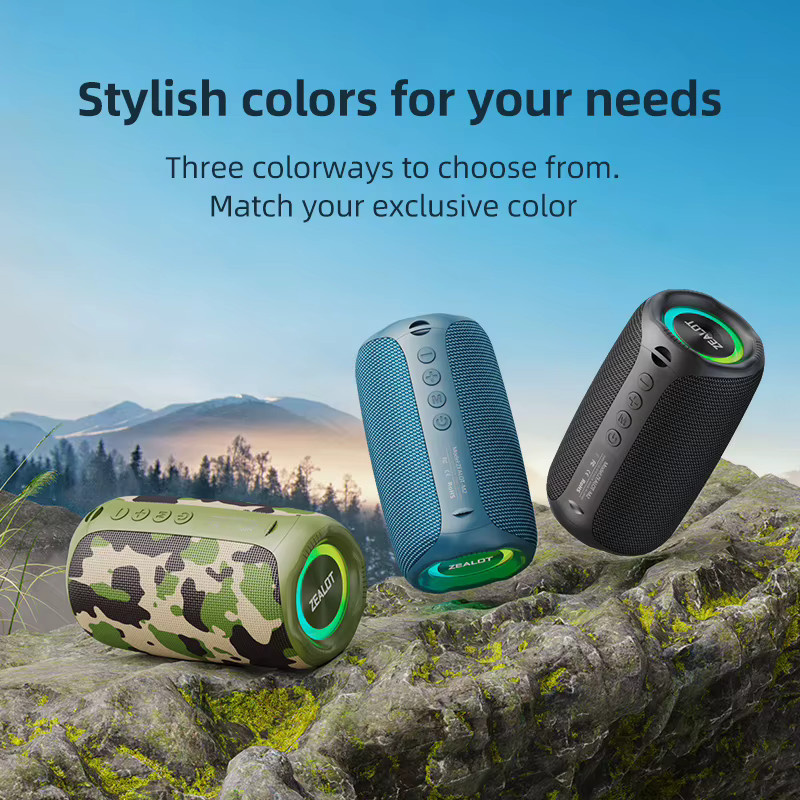 ZEALOT-M2 Tragbarer Bluetooth-Lautsprecher mit verbessertem Bass, Bluetooth 5.3, 10 Stunden Spielzeit, Schwarz - Bild 6