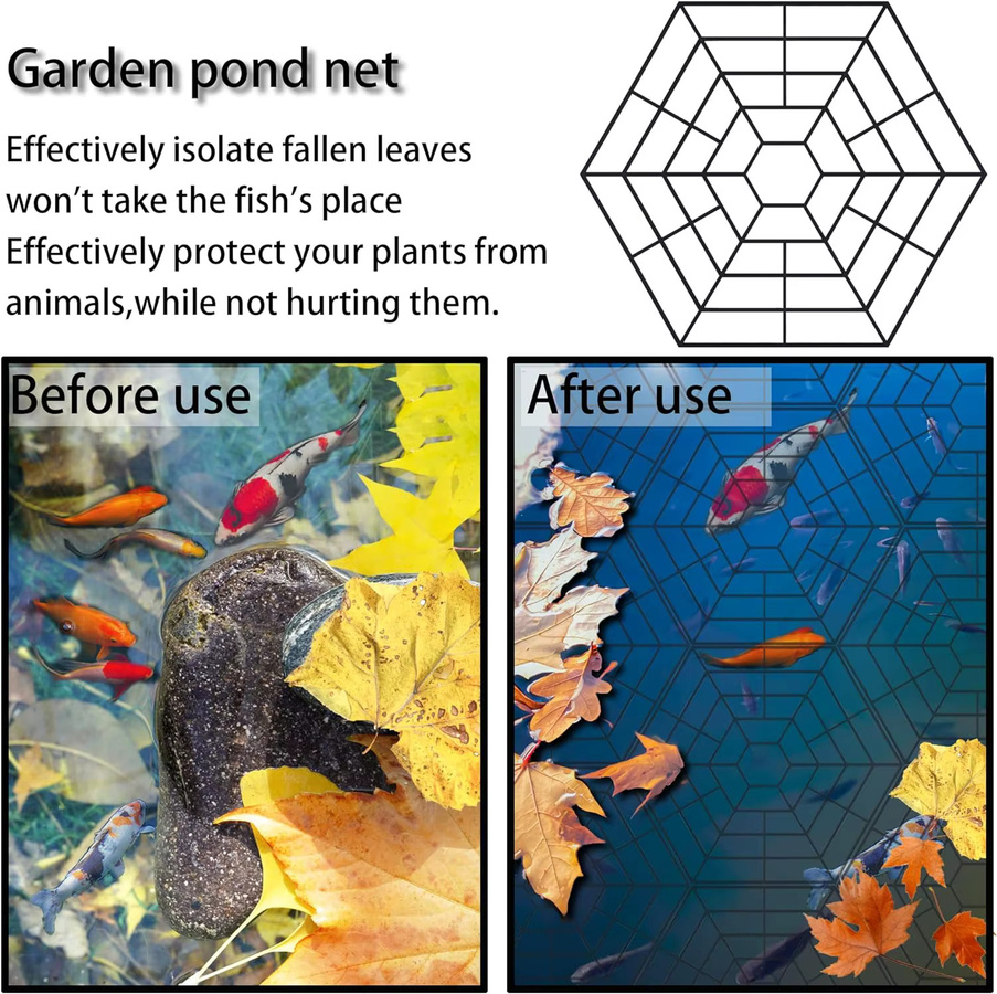 Schutznetz für Gartenteich aus Kunststoff in Schwarz, schwimmendes Fischschutznetz zum Schutz vor Reihern und Katzen, rechteckig - Bild 2
