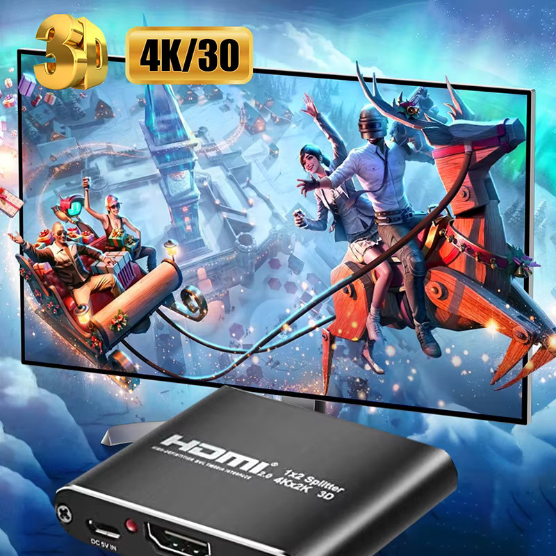 HDmatters HDMI-Splitter 4K 60Hz/30Hz HDMI 2.0 Adapter in Schwarz für PS5, Xbox, PC und HDTV - Bild 5