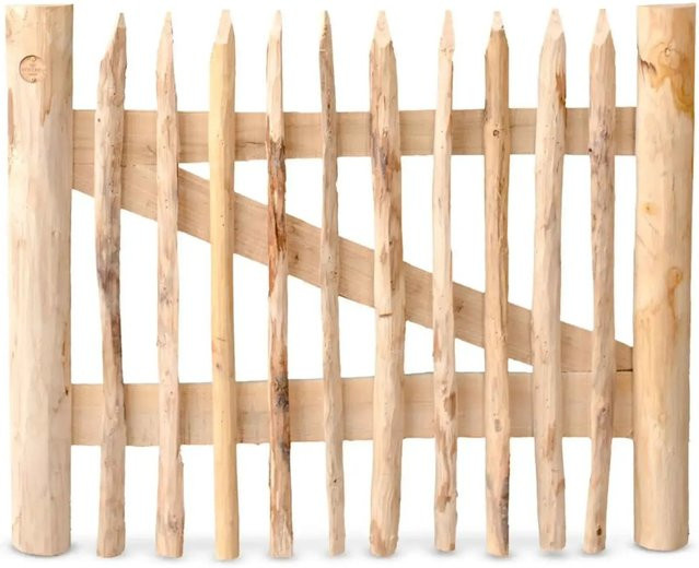 Stiltreu Genageltes Staketenzaun-Tor aus Edelkastanie in Braun, Breite: 100 cm, Höhe: 80 cm - Bild 1