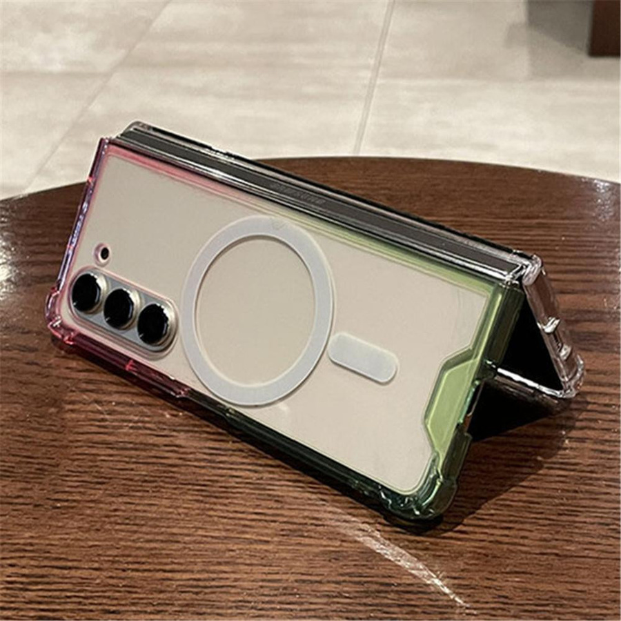 Hyalin Stoßfeste Schutzhülle für Samsung Galaxy Z Fold 7 6 5 4 3 5G mit MagSafe und Farbverlauf in Bonbonfarben - Bild 3