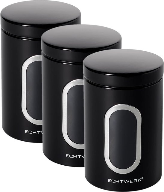ECHTWERK Vorratsdosen 3er Set, schwarz, luftdicht, 1,4 l, B/T/H: 11 x 18 x 18 cm - Bild 1